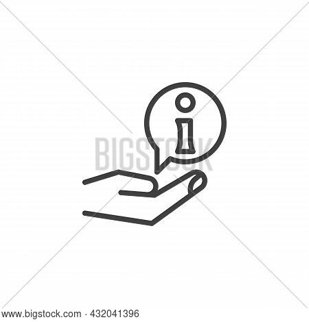 Info, Help Service Line Icon. Linear Style Sign For Mobile Concept And Web Design. Hand And Informat