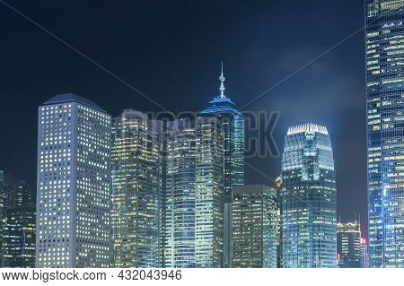Modern Office Building In Downtown District Of Hong Kong City