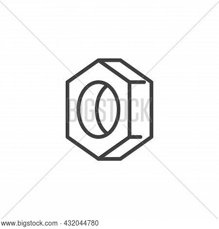 Hex Nut Line Icon. Linear Style Sign For Mobile Concept And Web Design. Hexagonal Nut Outline Vector