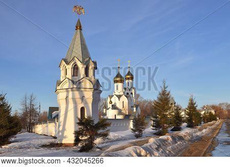 Orthodox Church In The Russian Architectural Tradition On The Outskirts Of The City Of Novosibirsk. 