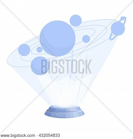 Solar System Hologram Icon Cartoon Vector. Space Future. Augmented Reality