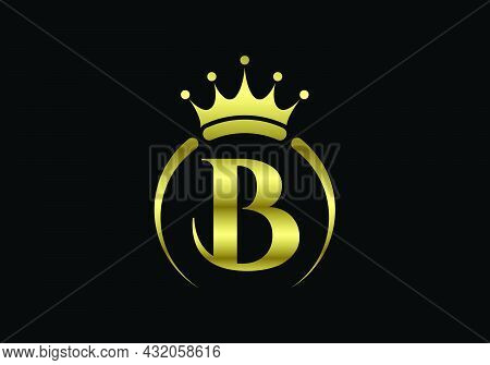Initial B Monogram Alphabet With A Crown. Royal, King, Queen Luxury Symbol. Font Emblem. Modern Luxu