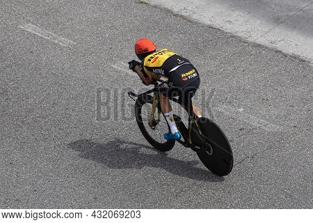 Santiago De Compostela, Spain; September 05, 2021: Primoz Roglic Training The Last Stage, Individual