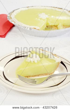 key lime pie with a fork