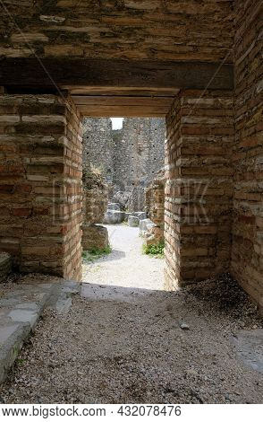 Ruins Of Roman Villa Grottoes Of Catullus In Sirmione At Lake Garda In Itlay