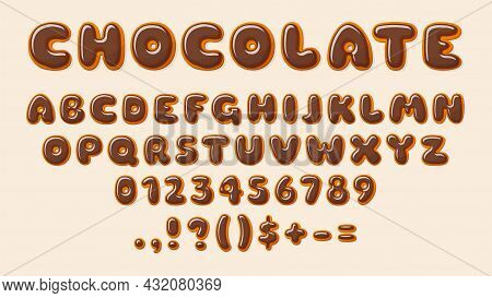 Chocolate Abc. Bakery Letters, Alphabet Letter And Number Glazed Choco. Decorative Elements For Baby