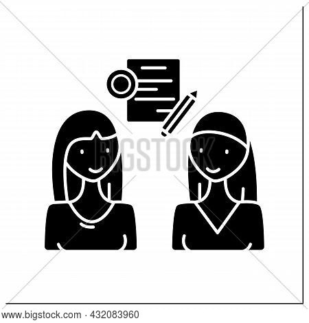 Business Deal Glyph Icon. Communication About New Profitable Business Plan. Launch Startup. Intercou