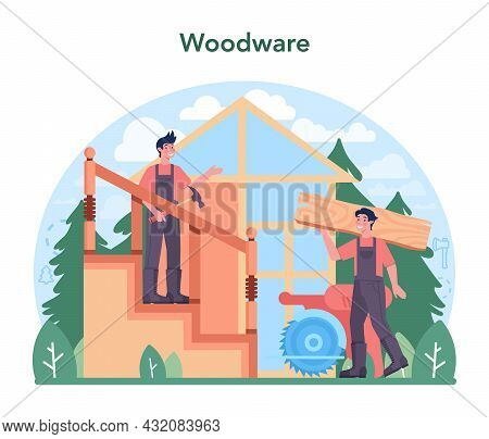 Timber Industry And Wood Production Concept. Logging