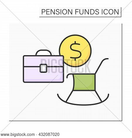Employment Based Pension Color Icon. Saving For Retirement Through Contributions Deducted Direct Fro