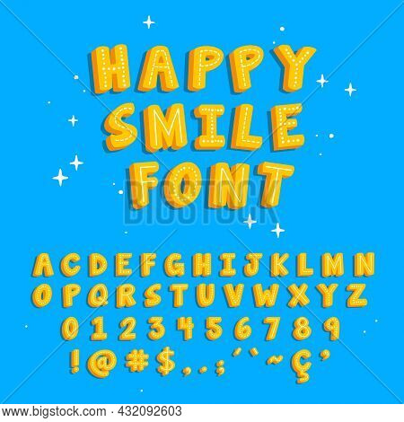 Hand Drawn Happy Letters. Numbers, Math Signs, Accents, Commas, Periods, End, Semicolon, Exclamation
