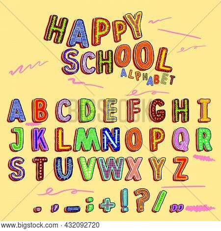 Hand Drawn Letters. Numbers, Math Signs, Accents, Commas, Periods, End, Semicolon, Exclamation And Q