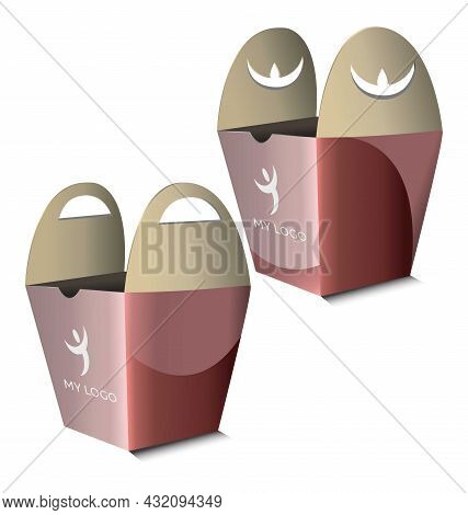 2 Cardboard Packages For Food. Mockup Of 2 Carton Packages