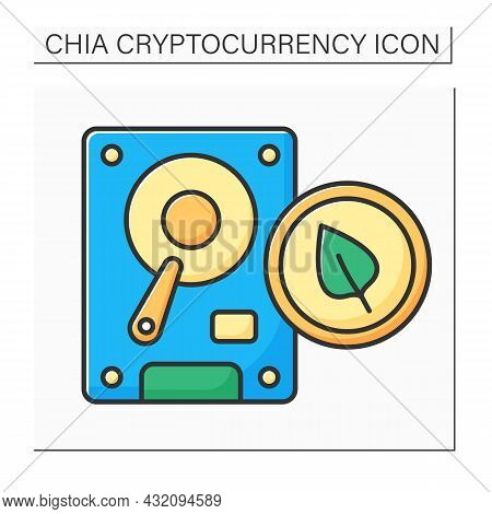 Chia Plot Color Icon. Hard Disk Space. Output Plot File, Temporary Space. Digital Money Concept.isol