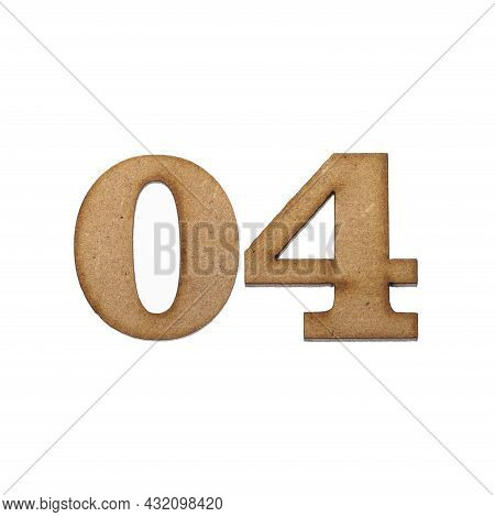 Number Zero Four, 04 - Piece Of Wood Isolated On White Background
