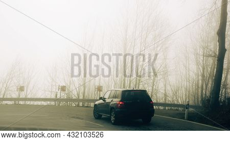 Black Forest, Germany - Feb 18, 2018: Rear View Of New Luxury Mercedes-benz Glk 220 Cdi Suv Driving 