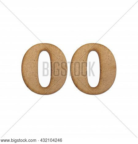 Number Zero Zero, 00 - Piece Of Wood Isolated On White Background
