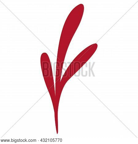 Hand Drawn Abstract Red Flower Decorative Element Isolated On White. Cartoon Style. Summer, Spring O