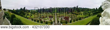 A View Across The Stunning Formal Garden In The Grounds Of Drummond Castle Near Crieff, Scotland