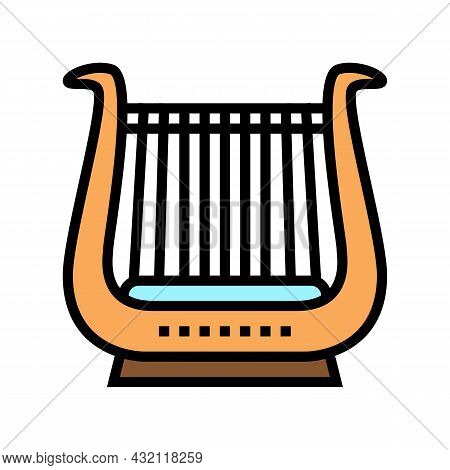 Lyre Musician Instrument Greece Color Icon Vector. Lyre Musician Instrument Greece Sign. Isolated Sy