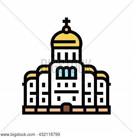Church Or Monastery Christianity Building Color Icon Vector. Church Or Monastery Christianity Buildi