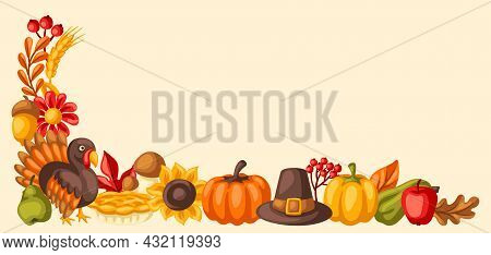 Happy Thanksgiving Day Decoretions. Design With Holiday Objects.