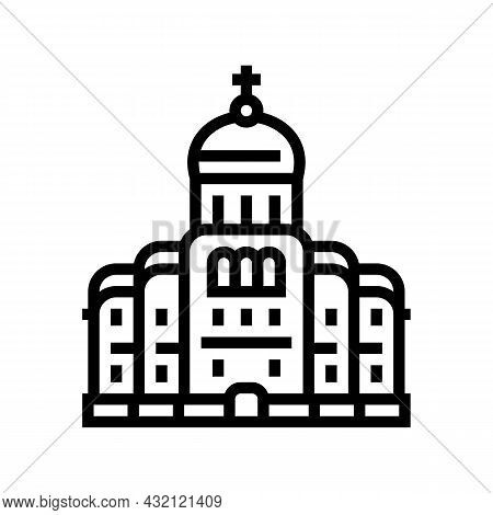 Church Or Monastery Christianity Building Line Icon Vector. Church Or Monastery Christianity Buildin