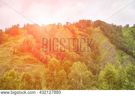 Vacation Landscape. Russian Altai Mountains. Multa Region. Holiday At Home. Staycation Concept. Long