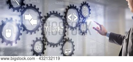 Telnet Virtual Terminal Client. Internet And Network Concept. Teletype Network Protocol