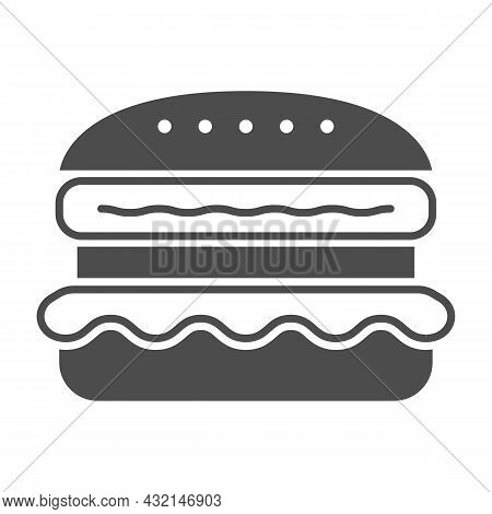French Burger Solid Icon, Fast Food Concept, Cheeseburger Vector Sign On White Background, Glyph Sty