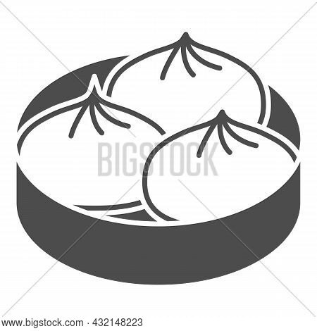 Buns Nikuman Solid Icon, Asian Food Concept, Steam Meat Buns Vector Sign On White Background, Glyph 