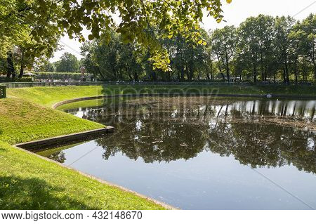 St. Petersburg, Russia - July 09, 2021: Karpiev Pond, Lake In The Summer Garden Of St. Petersburg