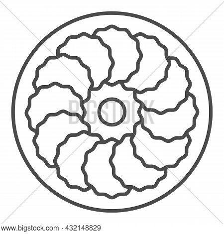 Hotteok Sweet Pancakes Thin Line Icon, Asian Food Concept, Korean Dessert Vector Sign On White Backg