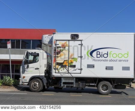 Mackay, Queensland, Australia - September 2021: A Food Delivery Van Parked In The City Center