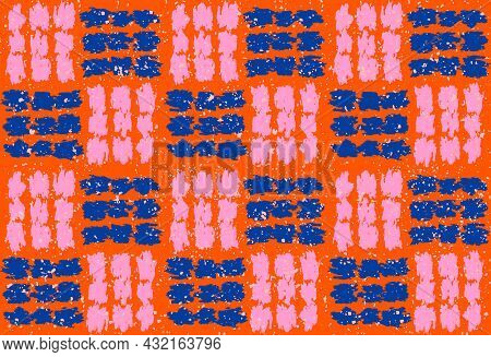 Check Pattern Seamless Reapet, Modern Blocks, Retro Nostalgia Colors Pink Orange Navy