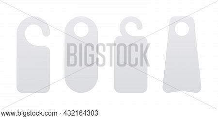 Hotel Door Hanger Tags Template Icon Signs Set Flat Style Design Vector Illustration. Empty Door Fly