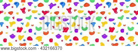 Seamless Pattern Of Climbing Grips Or Holds In The Gym Bouldering Training Flat Style Design Vector 