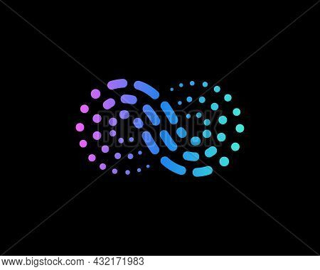 Abstract Wave From Dots And Lines Logo Vector Design. Creative Infinity, Swirl, Loop Sign Logotype.