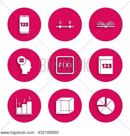 Set Function Mathematical Symbol, Geometric Figure Cube, Graph, Schedule, Chart, Diagram, Book With 
