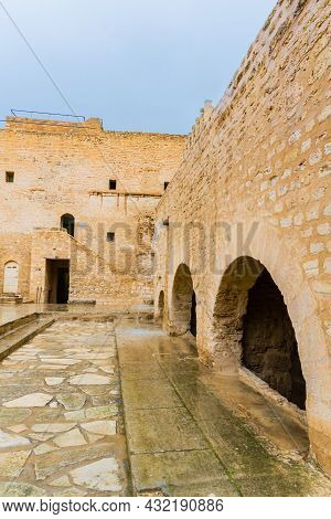 The Huge, Majestic Walls And Towers Of Ribat Fortress On A Rainy Day. Ribat Is An Architectural Jewe