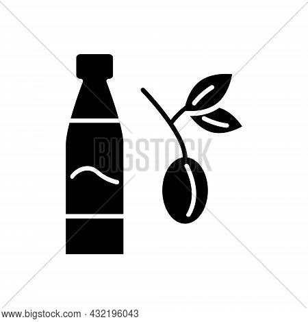 Taiwanese Plum Wine Glyph Icon. Oriental Fruit Wine Bottle. Asian Alcohol Drink Umeshu. Black Filled