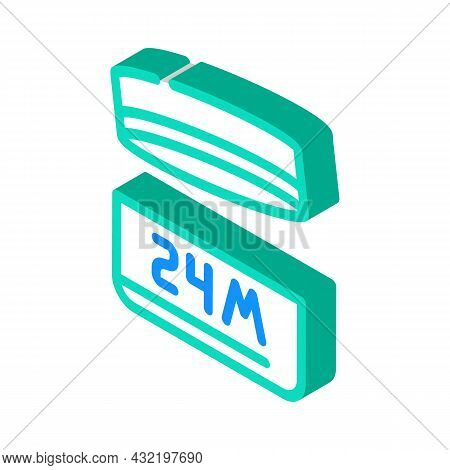 24m Period After Opening Package Isometric Icon Vector. 24m Period After Opening Package Sign. Isola