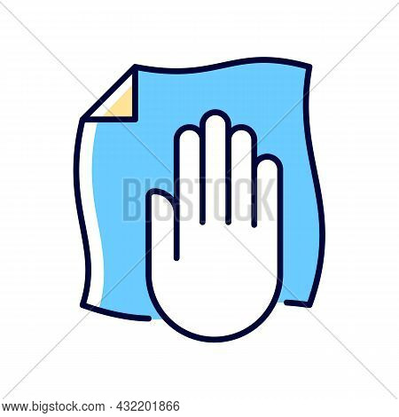Wipe With A Dry Cloth Rgb Color Manual Label Icon. Clean Vr Equipment With Non Alcohol Wipes. Vr Hea