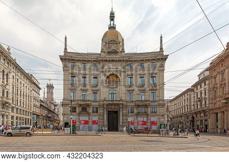 Milan, Italy - June 15, 2019: Generali Company Building At Piazza Cordusio In Milan, Italy.