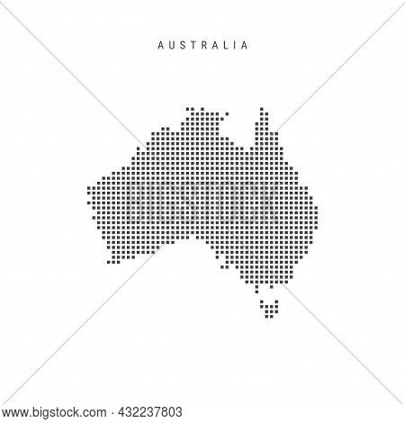 Square Dots Pattern Map Of Australia. Dotted Pixel Map Isolated On White Background. Vector Illustra