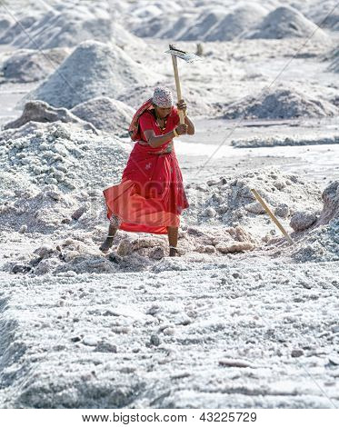 Zout werken, Sambhar Salt Lake, Rajasthan, India
