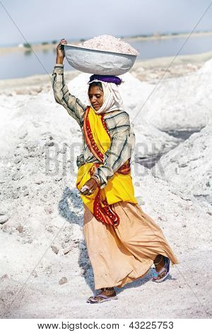 Zout werken, Sambhar Salt Lake, Rajasthan, India