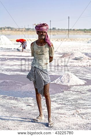 Zout werken, Sambhar Salt Lake, Rajasthan, India