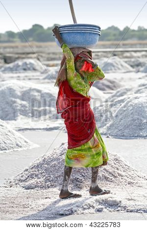 Zout werken, Sambhar Salt Lake, Rajasthan, India