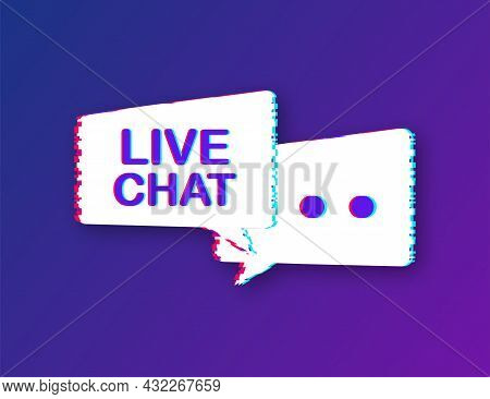 Live Chat Speech Bubbles Concept. Glitch Icon. Vector Stock Illustration.