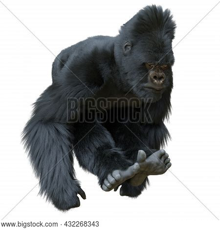 Black Silver Gorilla 3d Illustration Isolated On White